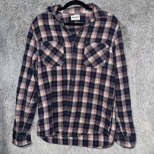 Timberland‎ Plaid Long Sleeve Flannel Shirt Men's S/P Blue Red Beige